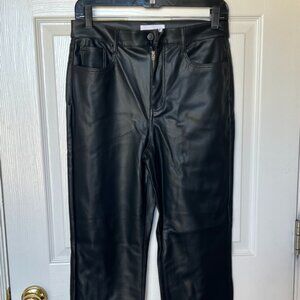 LOFT Petite Five Pocket Straight Pants in Faux Leather Size 6/28 Black